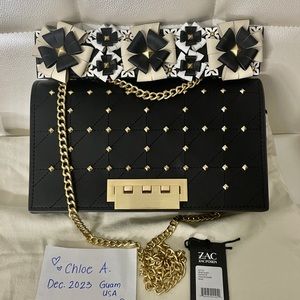 Zac Posen Studded Earthette Chain Flap Bag